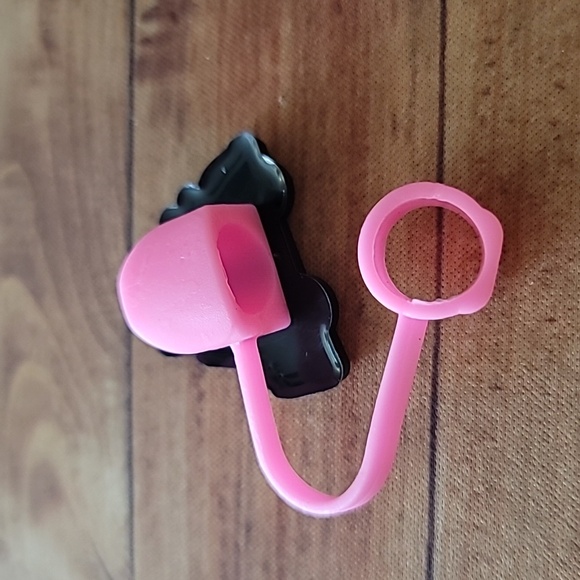 Kitty Cat in Car w/ Teddy Bear Silicone 10mm/0.4 in Straw Topper Cap Accessory - Picture 2 of 3